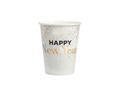Kubeczki papierowe Happy New Year - białe - 270 ml - 10 szt.