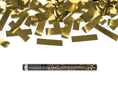 Tuba strzelająca - konfetti i serpentyny metaliczne złote - 60 cm - 1 szt.