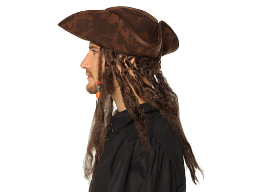 Kapelusz piracki z włosami - 1 szt.