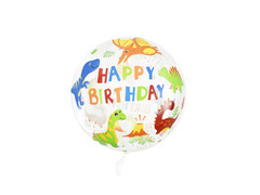 Balon foliowy urodzinowy Dinozaury Happy Birthday - 45 cm - 1 szt.