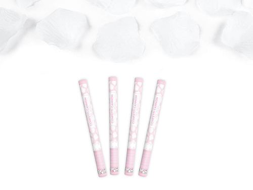 Tuba strzelająca, białe sztuczne płatki róż, 60cm, 4 szt.