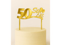 Topper z lustrzanej pleksi złoty na tort 50 urodziny