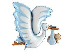 Balon foliowy Bocian niebieski - 135 cm - 1 szt.