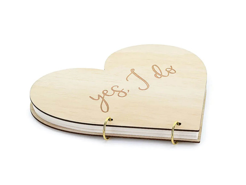 Drewniana księga gości weselnych Serce - 20 kartek