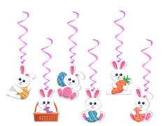 Dekoracja wisząca świderki Zajączki - 6 szt.