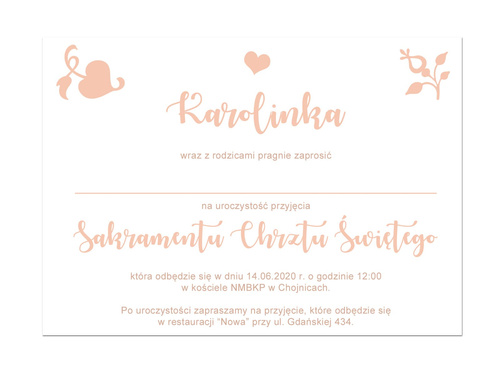 Zaproszenia personalizowane na chrzest dziewczynki - 8 szt.