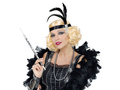 Peruka Retro z opaską i piórem - 1 szt.