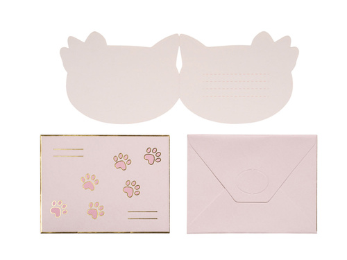 Zaproszenia urodzinowe z kopertami Kotki - 6 szt.