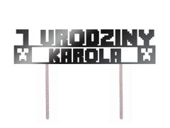 Topper papierowy na tort personalizowany Piksele - 20 cm