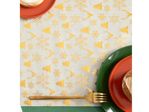 Dekoracja bieżnik na stół na Boże Narodzenie - beżowy - 28 cm x 275 cm - 1 szt.