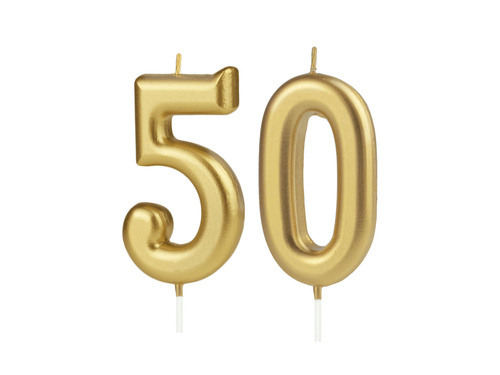 Świeczki cyferki złote - 50 - 2 szt.