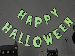 Baner Happy Halloween Fluorescencyjny  - 200 cm - 1 szt.