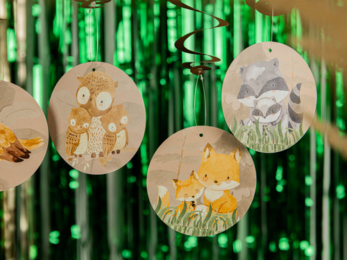 Dekoracja wisząca urodzinowa Leśne Zwierzątka - 6 szt.