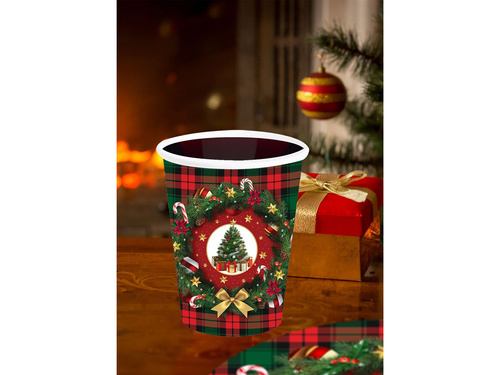 Kubeczki papierowe na Święta Bożego Narodzenia Choinka - 240 ml - 6 szt.