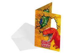 Zaproszenia urodzinowe Dinozaury - 6 szt.