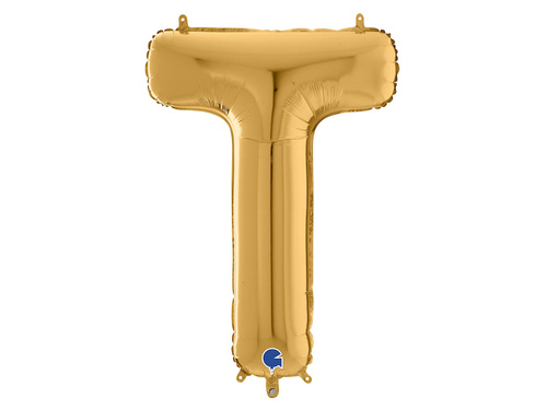 Balon foliowy złota litera T - 66 cm - 1 szt.