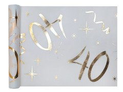 Dekoracja bieżnik na stół z nadrukiem na 40 urodziny - 30 cm x 5 m - 1 szt.