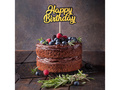 Topper na tort Happy Birthday złoto-czarny - 1 szt.