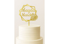 Topper z lustrzanej pleksi złoty na tort personalizowany na wesele - 18 cm
