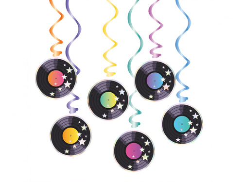 Dekoracja wisząca świderki Retro Disco - 6 szt.