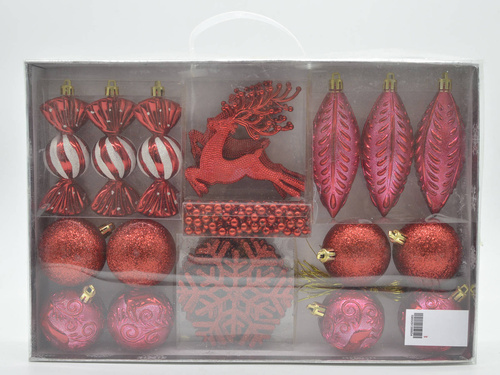 Dekoracje choinkowe czerwone - 27 szt.