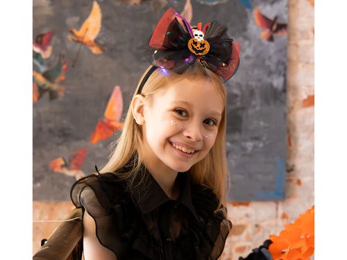Opaska Kokardka z dynią i lampkami LED - 1 szt.