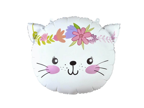 Balon foliowy Kotek z wiankiem - 44 x 35 cm - 1 szt.