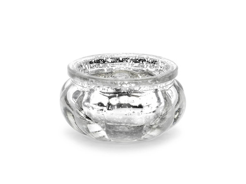 Świeczniki szklane - srebrne - 3 cm - 4 szt.