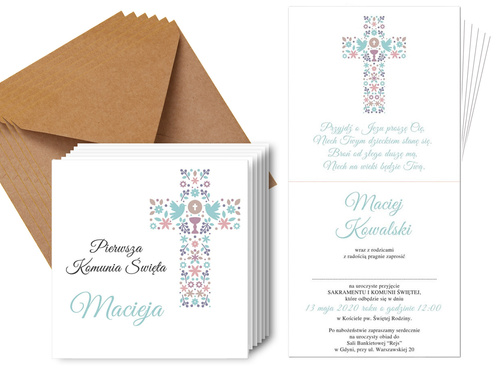 Zaproszenia personalizowane na I Komunię Świętą - 6 szt.