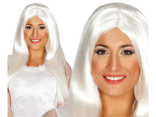 Peruka biała z długimi włosami - 1 szt.