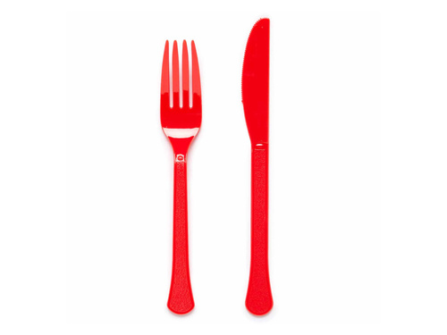 Sztućce plastikowe czerwone - 24 szt.