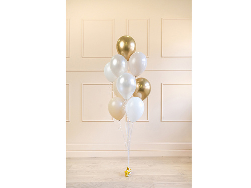 Zestaw balonów lateksowych biało-złoty - 10 szt.
