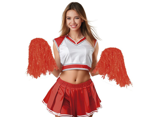 Pompony cheerleaderki czerwone - 2 szt.