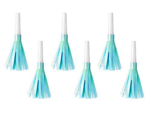 Gwizdki trąbki rozwijane błękitne - 6 szt.