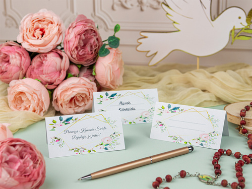 Winietki personalizowane składane na I Komunię Świętą - 15 szt.