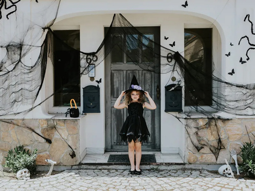 Czarny materiał na Halloween - 72 x 980 cm - 1 szt.