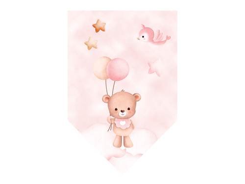 Baner flagi różowe Misie z balonikami - 5 m - 1 szt.