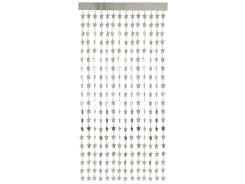 Kurtyna Gwiazdki metaliczna srebrna - 100 x 200 cm
