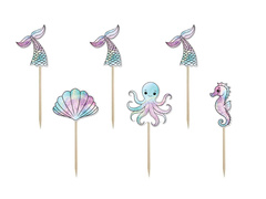 Pikery na tort Syrenka - 6 szt.