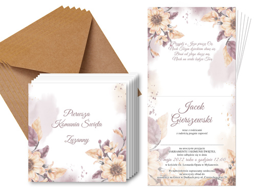 Zaproszenia personalizowane na I Komunię Świętą - 6 szt.