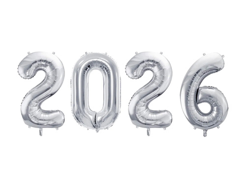 Zestaw balonów foliowych 2026 srebrny - 72 cm