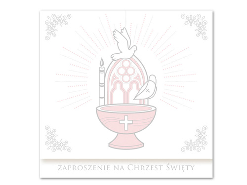 Zaproszenie na Chrzest Święty różowe - 10 szt.
