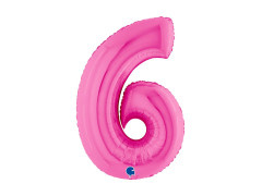 Balon foliowy cyfra 6 fuksjowy - 40" - 1 szt.