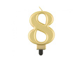 Świeczka cyferka metaliczna złota - 8 - osiem 