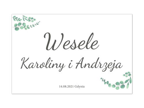 Plakat Weselny personalizowany z eukaliptusem - 60x40 cm