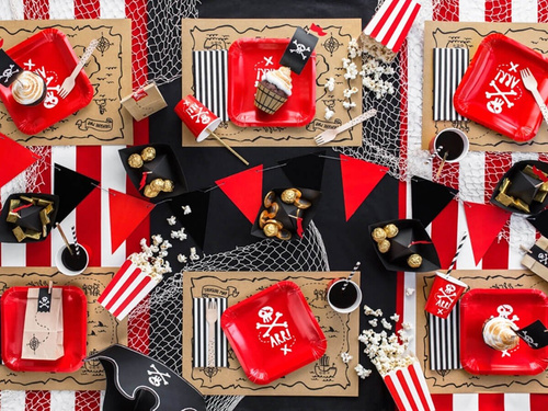 Talerzyki papierowe na urodziny Piraci - 20 cm - 6 szt.