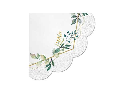 Okrągłe serwetki z listkami - 32 cm -12 szt.