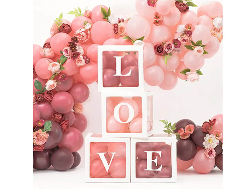 Zestaw pudełek na balony Love biały - 4 szt.