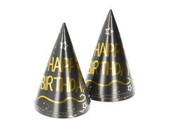 Czapeczki urodzinowe Happy Birthday - 6 szt.