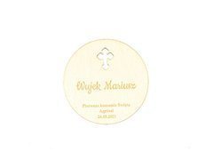 Winietki personalizowane drewniane z krzyżykiem - 6 szt.